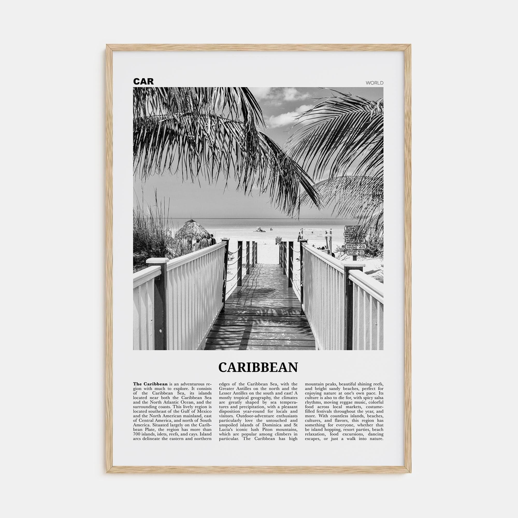 Caribbean No 2 Poster Natural Wood / 8x12 in Nbourhood Travel B&W Poster