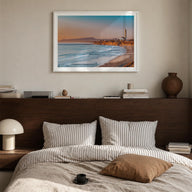 Carlsbad colorful photo poster of California, USA – horizontal wall art in white wood frame with white border, hanging on wal