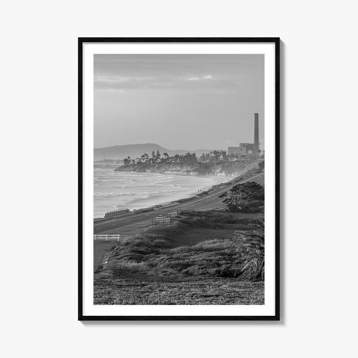 Carlsbad no. 1 black & white photo poster of California, USA – vertical wall art, unframed print shown in interior mockup