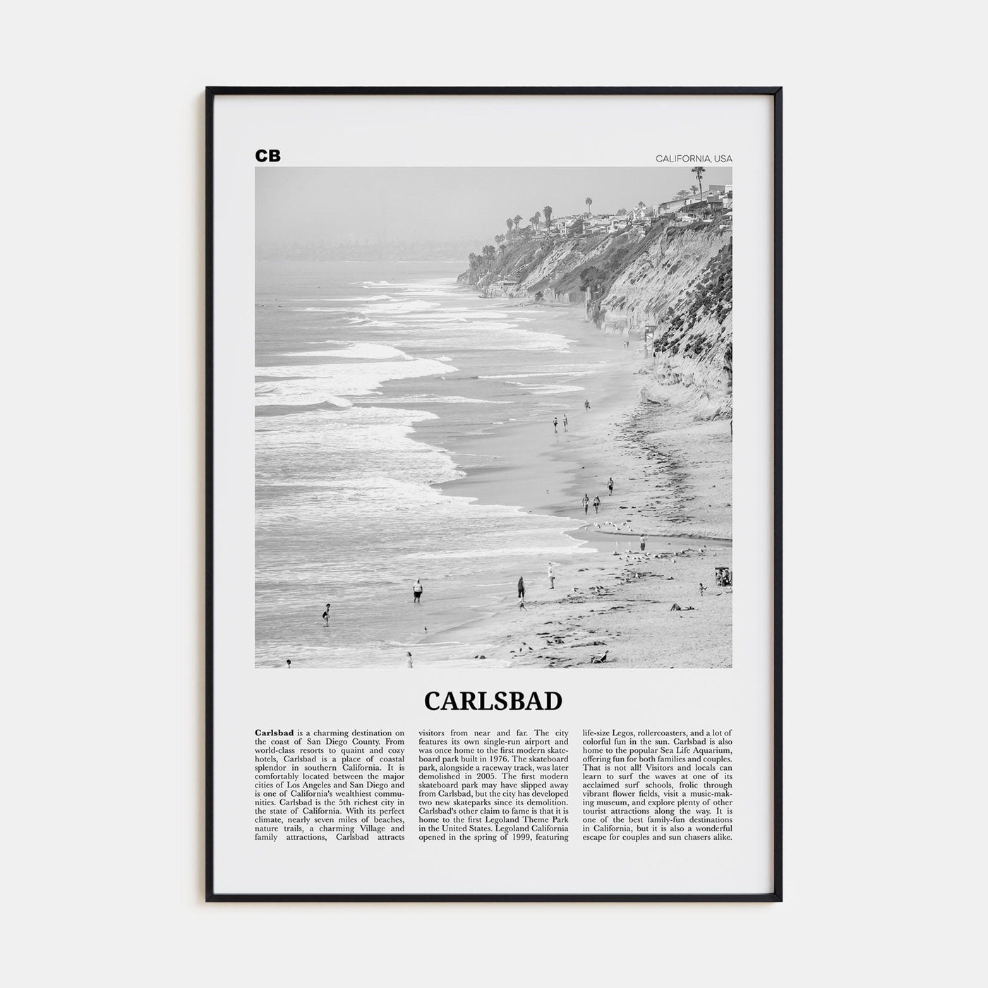 Carlsbad No 1 Poster None / 8x12 in Nbourhood Travel B&W Poster