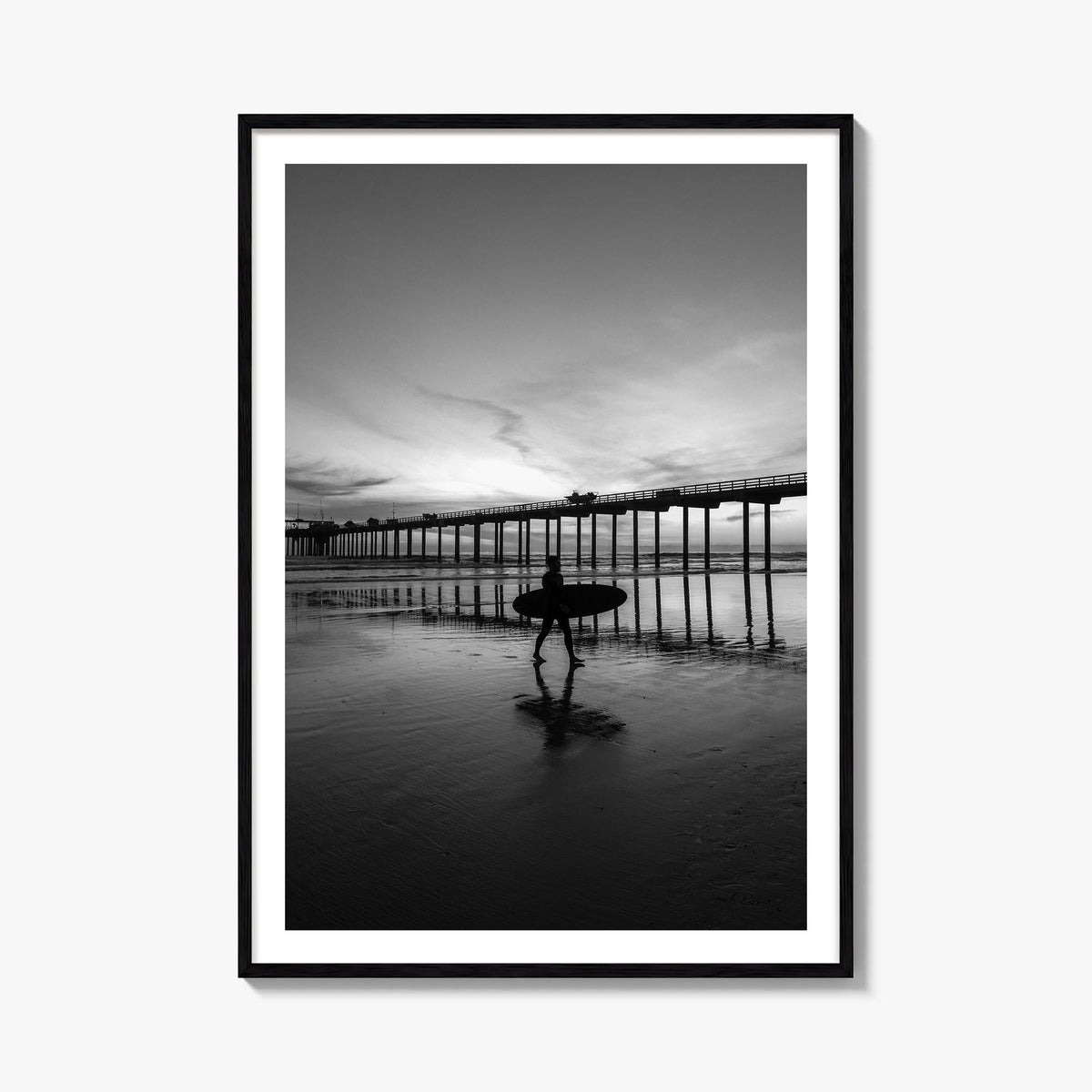 Carlsbad no. 2 black & white photo poster of California, USA – vertical wall art, unframed print shown in interior mockup