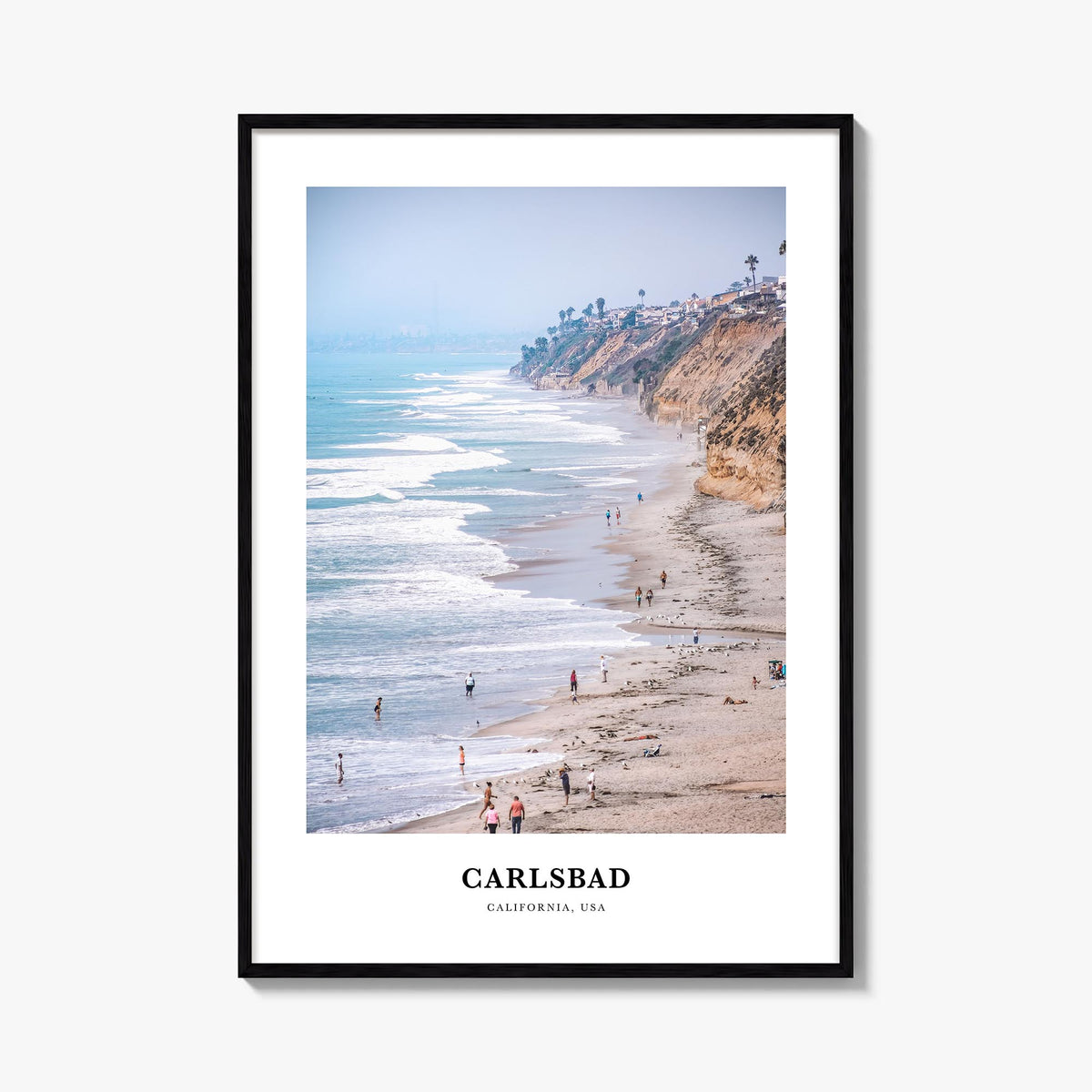 Carlsbad no. 2 colorful classic poster of California, USA – vertical wall art, unframed print shown in interior mockup