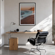 Carlsbad no. 2 colorful photo poster of California, USA – vertical wall art in black wood frame with white border, hanging on