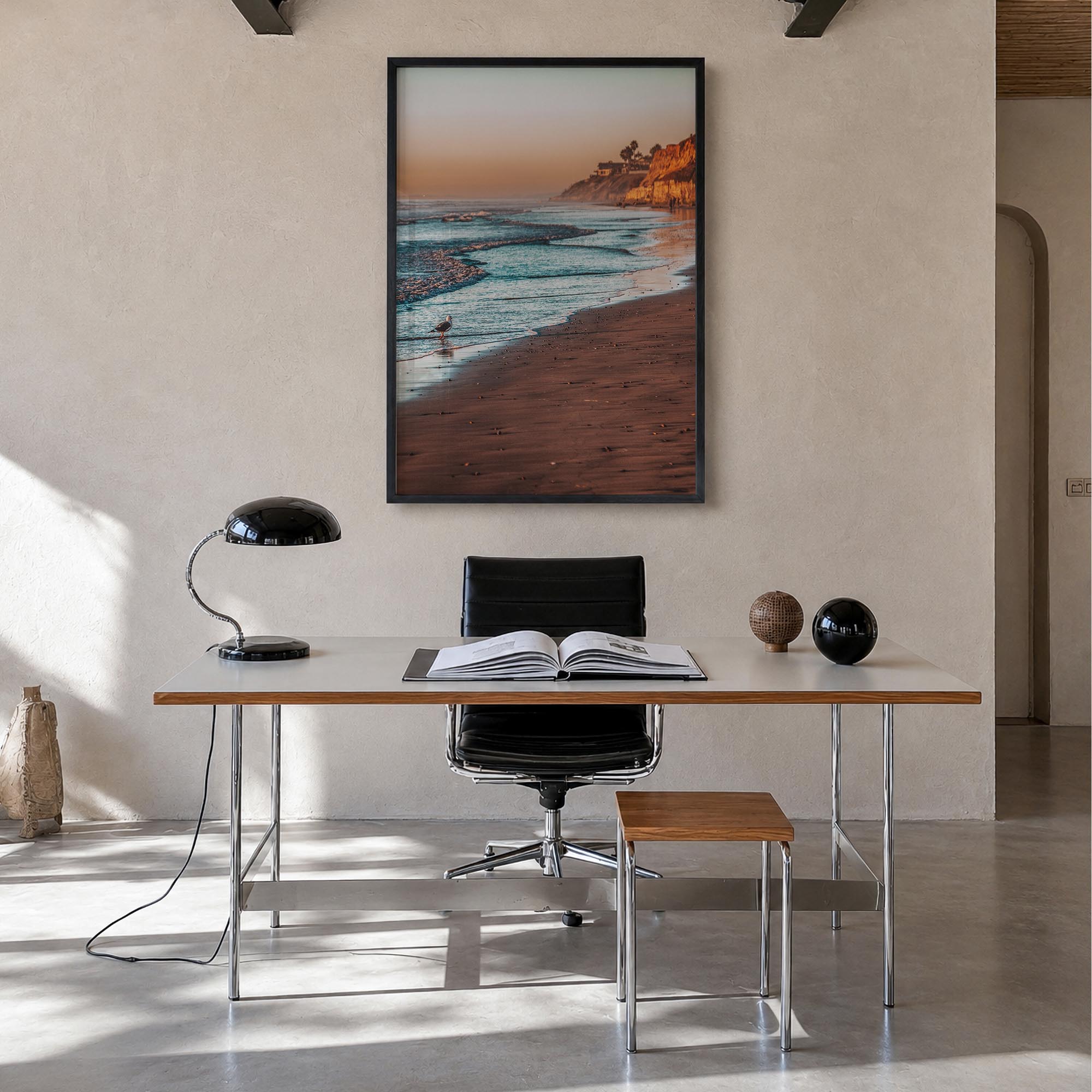 Carlsbad no. 2 colorful photo poster of California, USA – vertical wall art in black wood frame, hanging on wall