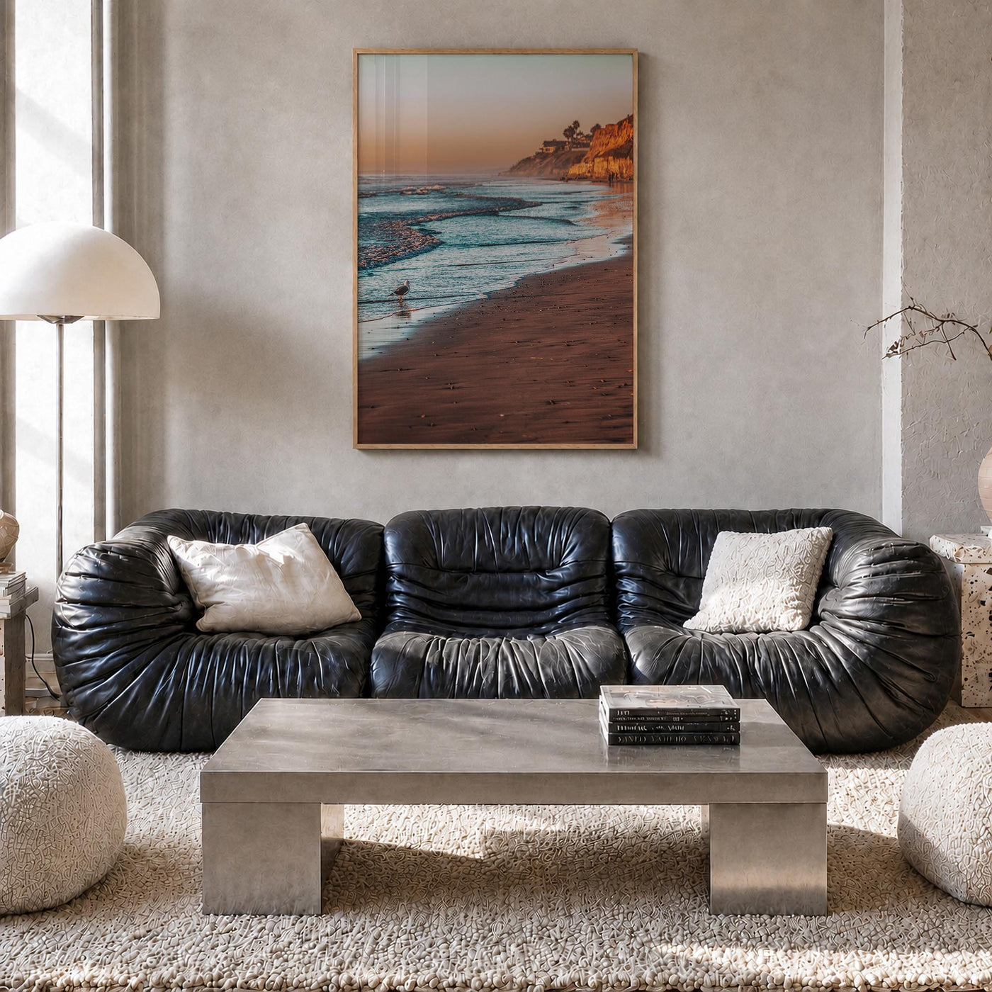 Carlsbad no. 2 colorful photo poster of California, USA – vertical wall art in natural wood frame, hanging on wall