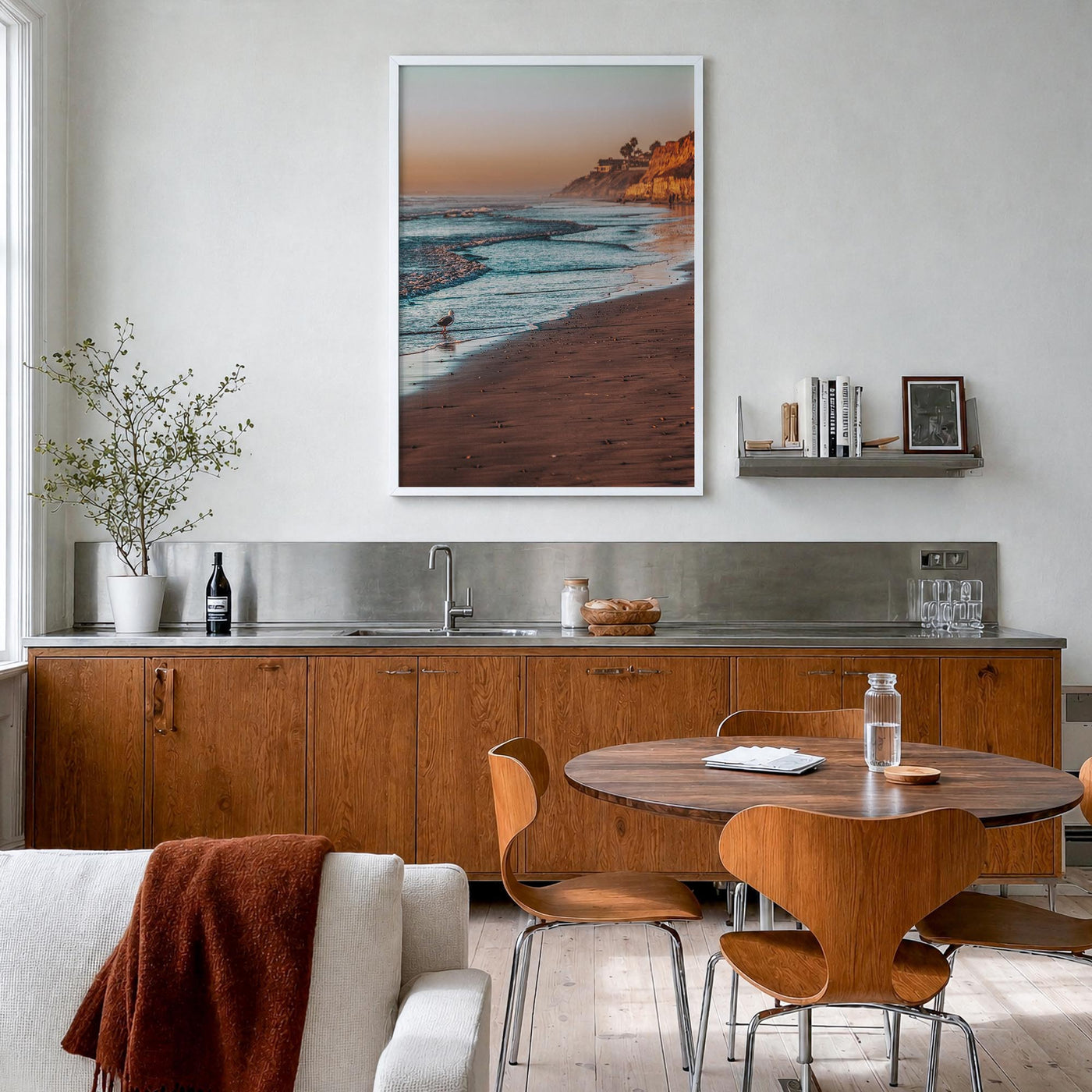 Carlsbad no. 2 colorful photo poster of California, USA – vertical wall art in white wood frame, hanging on wall
