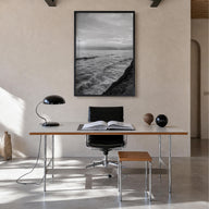Carlsbad no. 3 black & white photo poster of California, USA – vertical wall art in black wood frame, hanging on wall