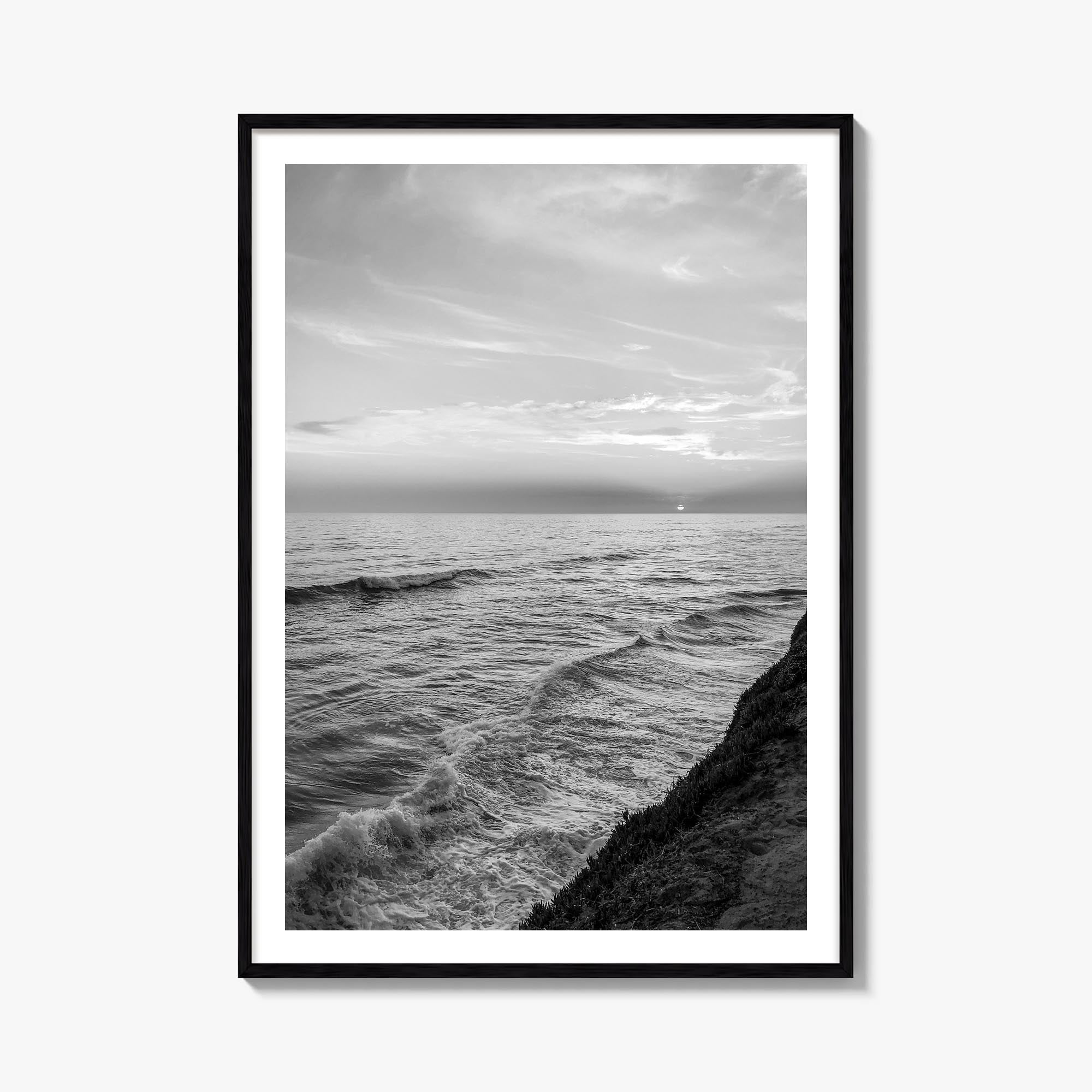 Carlsbad no. 3 black & white photo poster of California, USA – vertical wall art, unframed print shown in interior mockup