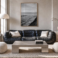 Carlsbad no. 3 black & white photo poster of California, USA – vertical wall art in natural wood frame, hanging on wall