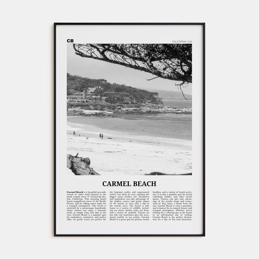 Carmel Beach Poster None / 8x12 in Nbourhood Travel B&W Poster