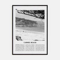 Carmel Beach Poster Black Wood / 8x12 in Nbourhood Travel B&W Poster