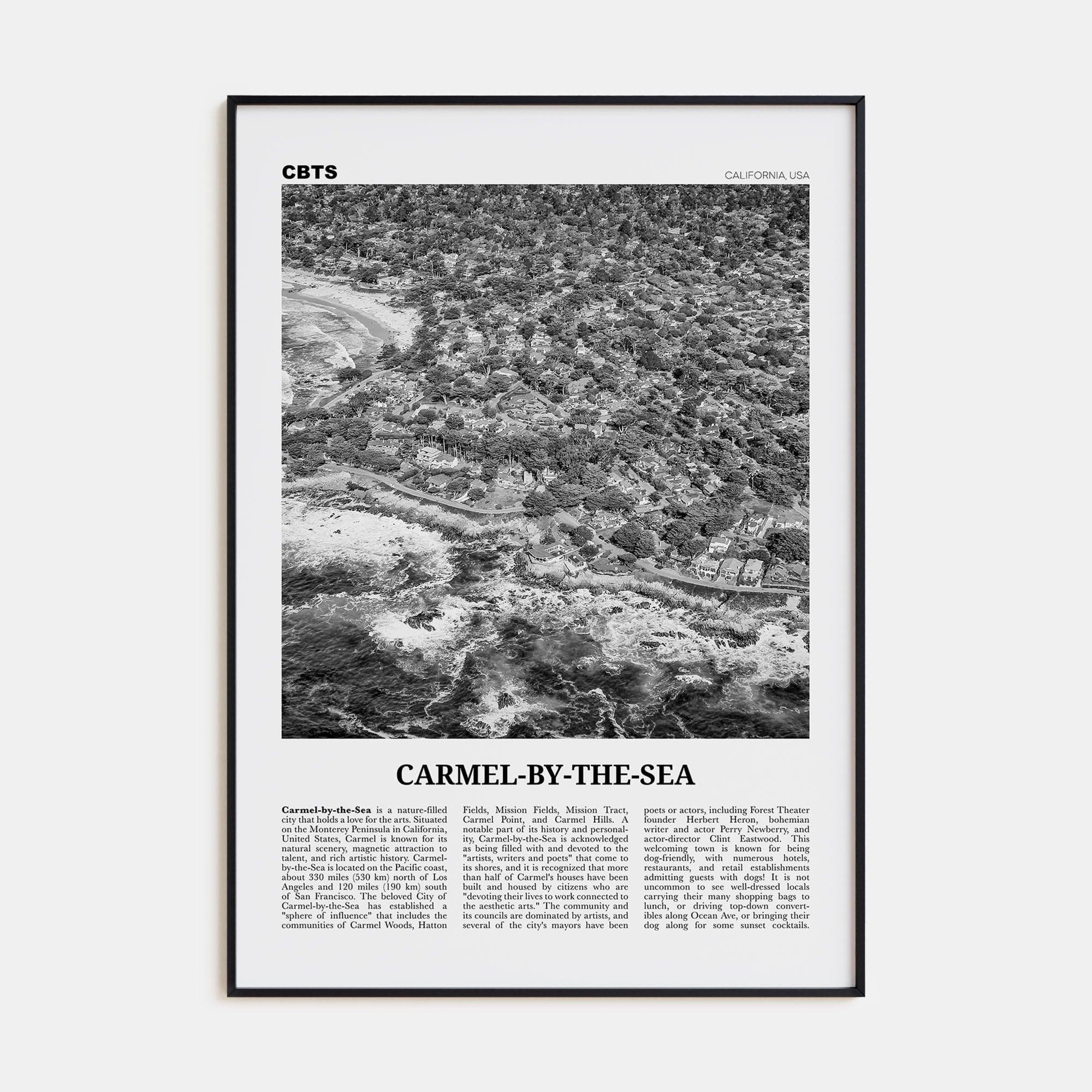 Carmel-by-the-Sea Poster None / 8x12 in Nbourhood Travel B&W Poster