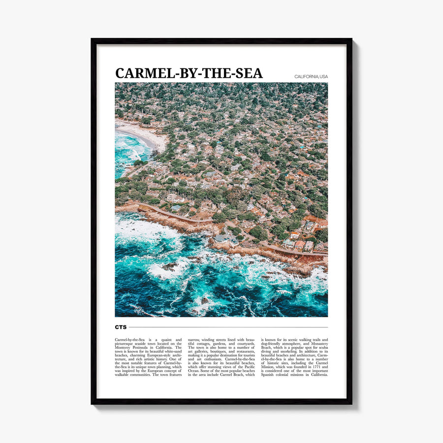 Carmel-by-the-Sea Travel Poster, framed poster mockup