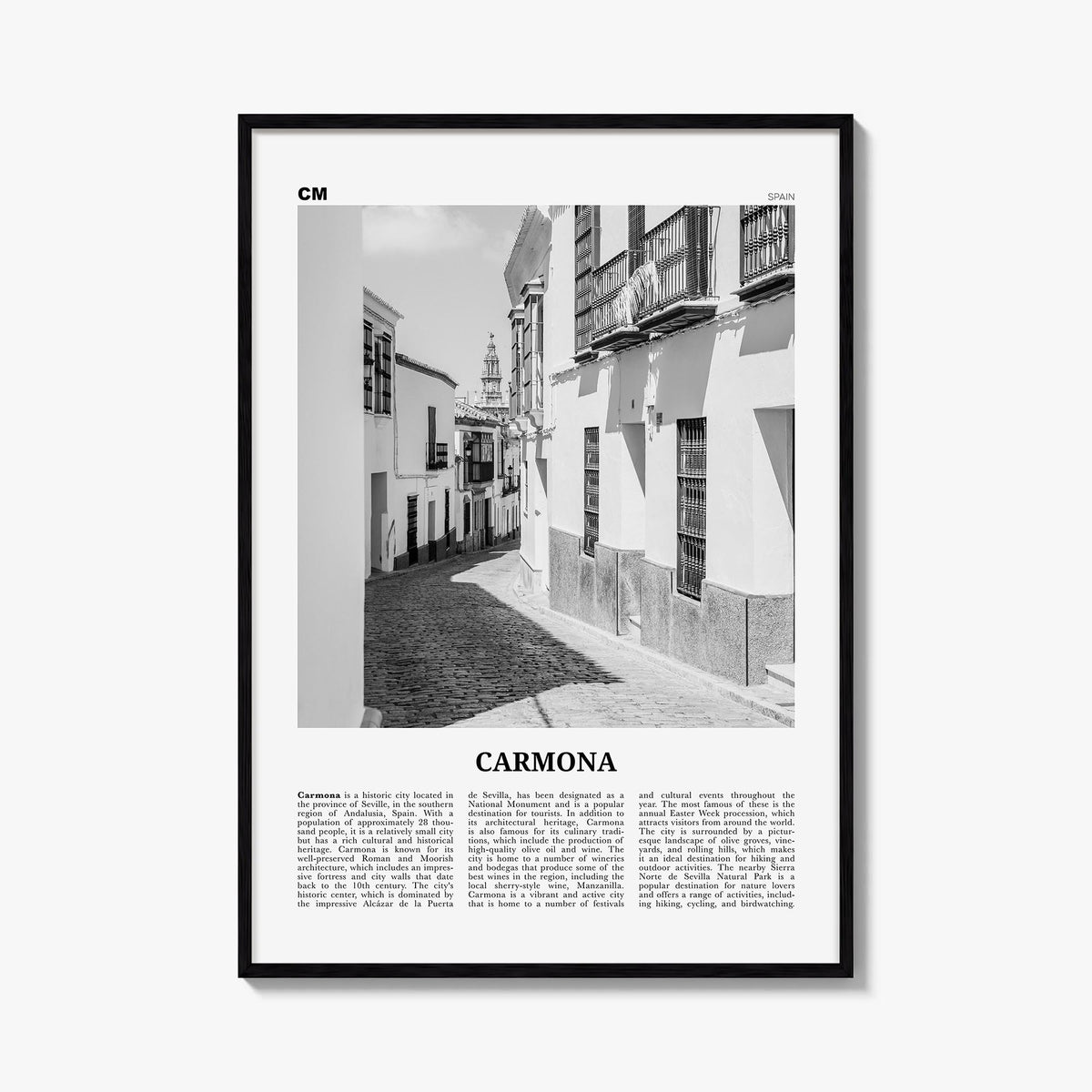 Carmona black & white newspaper poster of Philippines – vertical wall art, unframed print shown in interior mockup
