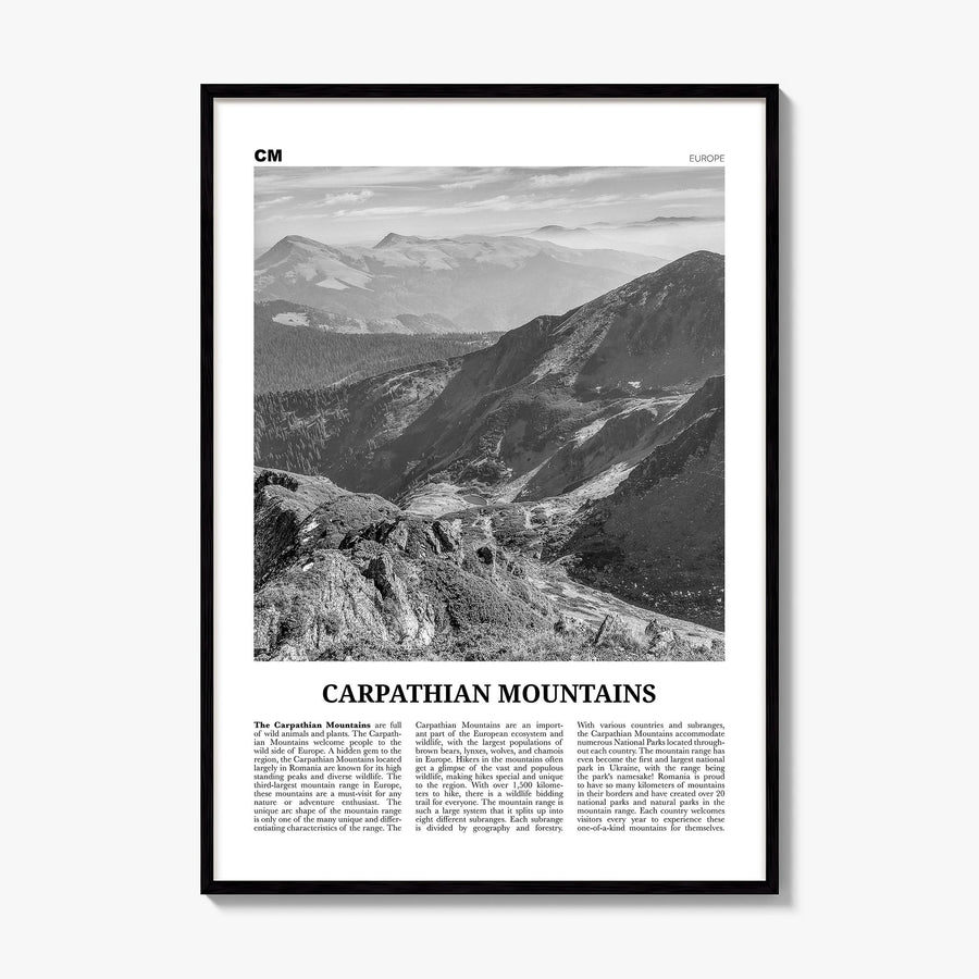 Carpathian Mountains Newspaper Poster, framed poster mockup