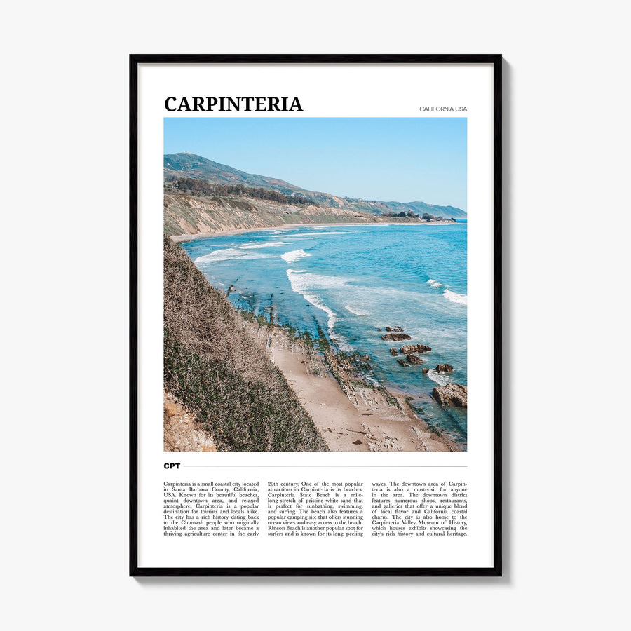 Carpinteria Travel Poster, framed poster mockup