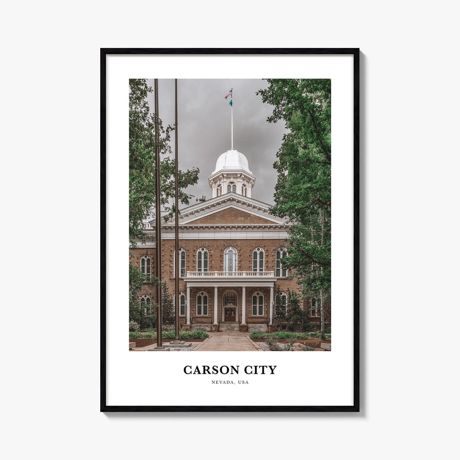 Carson City colorful classic poster of Nevada, USA – vertical wall art, unframed print shown in interior mockup