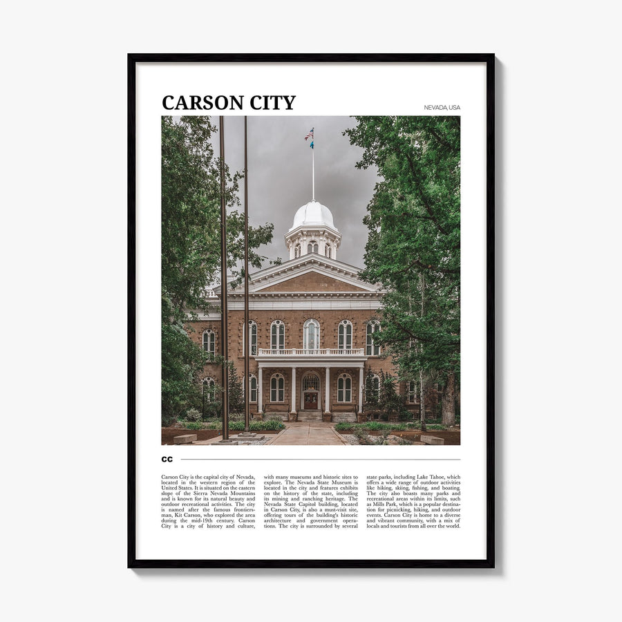 Carson City Travel Poster, framed poster mockup