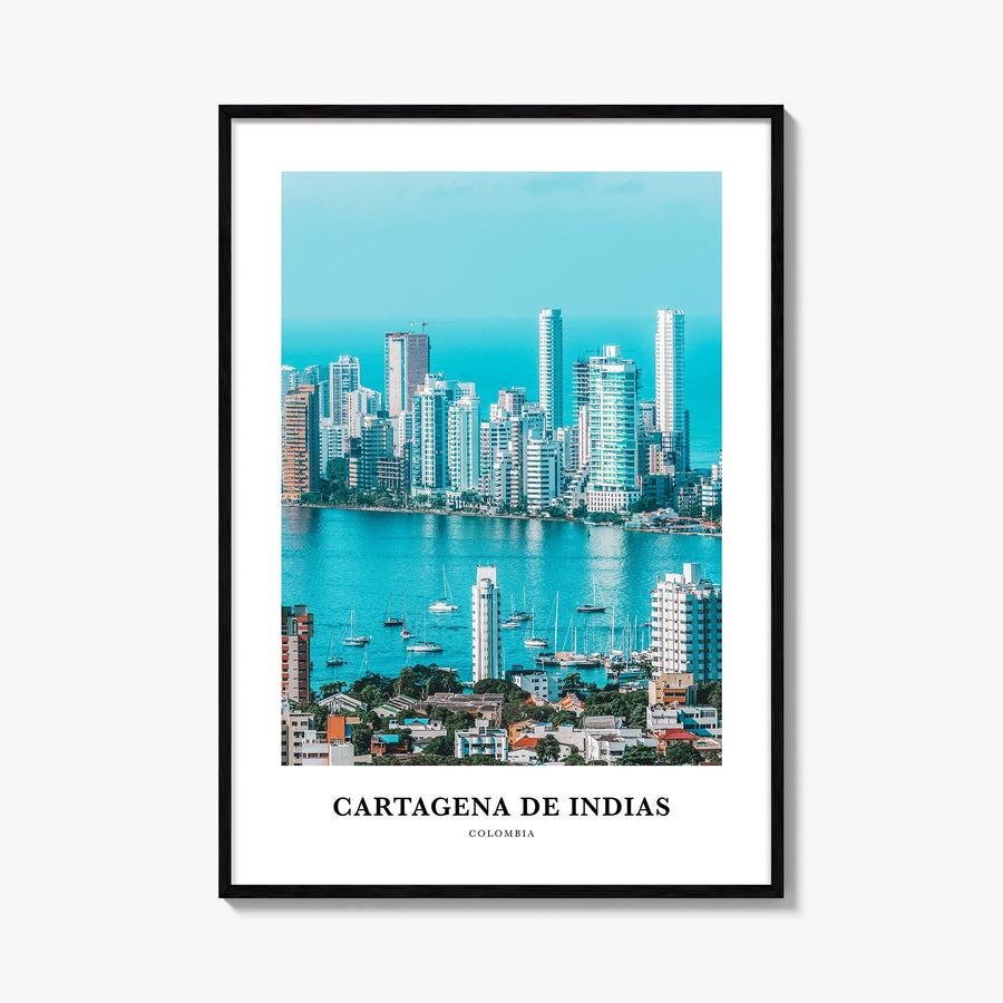 Cartagena de Indias colorful classic poster of Colombia – vertical wall art, unframed print shown in interior mockup
