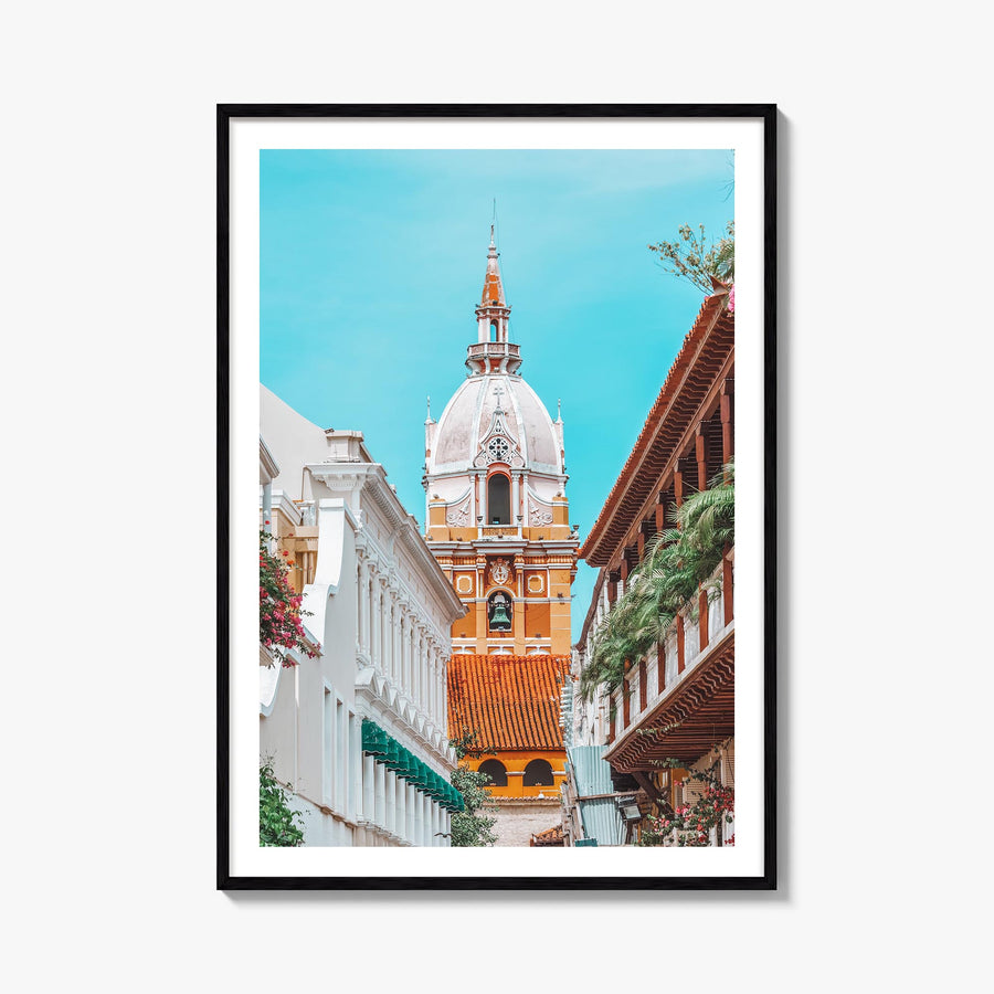 Cartagena de Indias colorful photo poster of Colombia – vertical wall art, unframed print shown in interior mockup