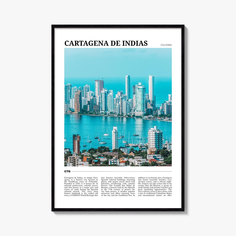 Cartagena de Indias colorful travel poster of Colombia – vertical wall art, unframed print shown in interior mockup