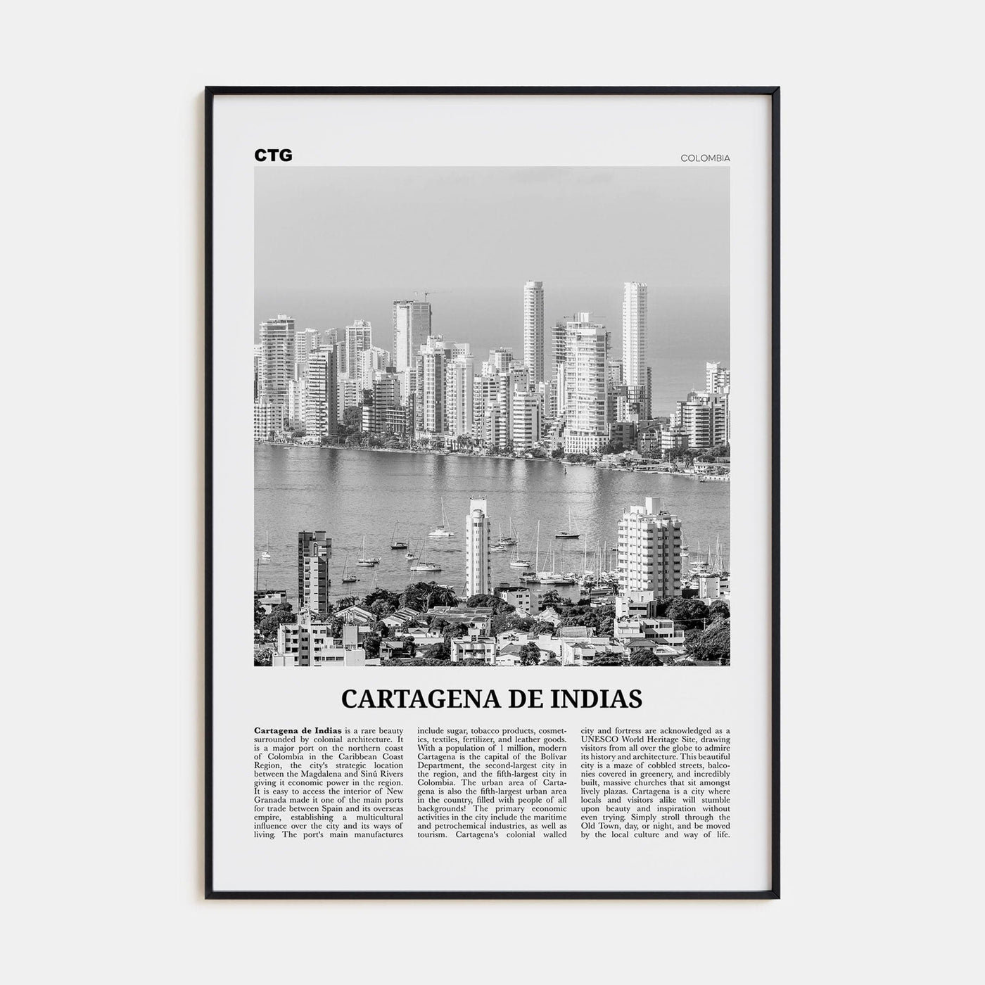 Cartagena de Indias Poster None / 8x12 in Nbourhood Travel B&W Poster