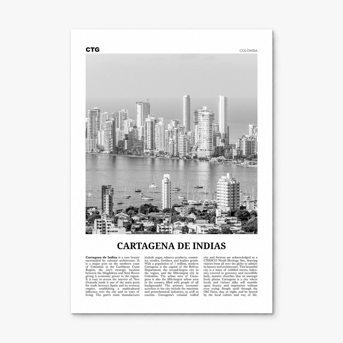 Cartagena de Indias Newspaper Poster, print only (unframed)
