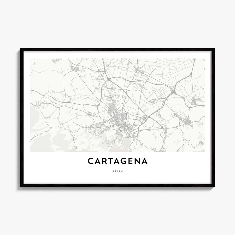 Cartagena, Spain Map Poster, framed poster mockup