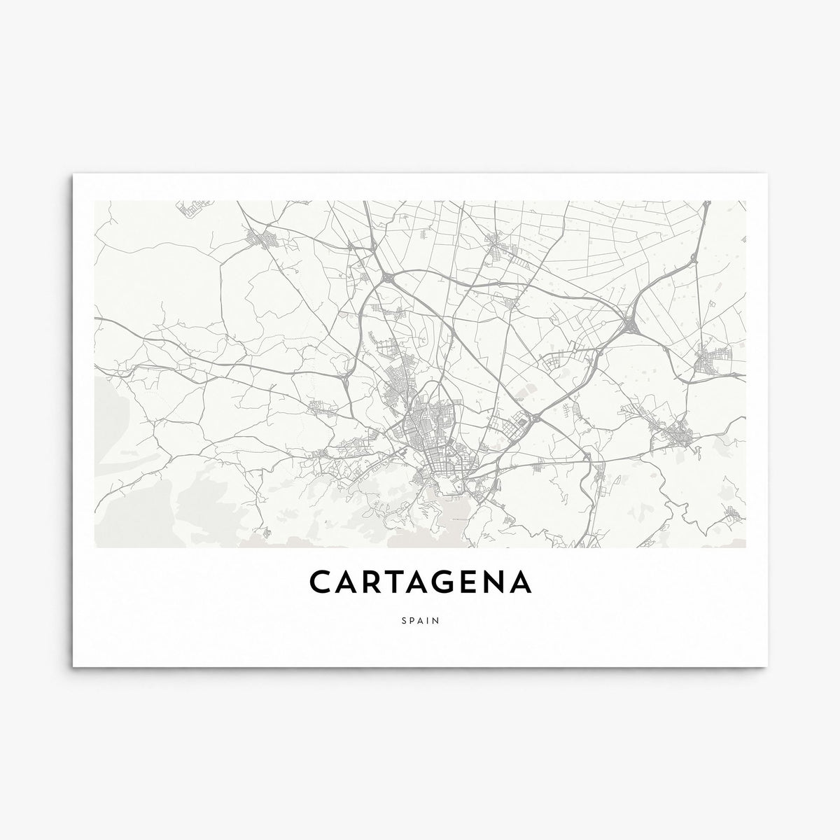 Cartagena, Spain Map Poster, print only (unframed)