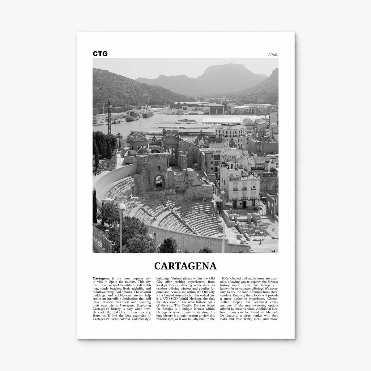 Cartagena, Spain Newspaper Poster, print only (unframed)