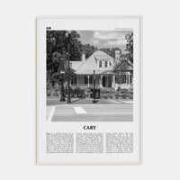 Cary Poster White Wood / 8x12 in Nbourhood Travel B&W Poster