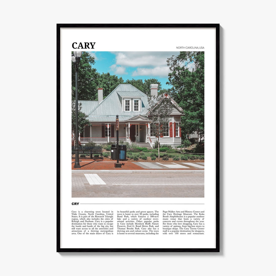 Cary Travel Poster, framed poster mockup