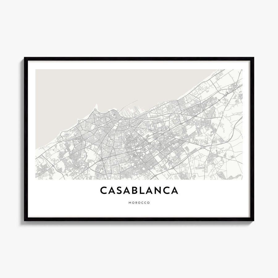 Casablanca Map Poster, framed poster mockup