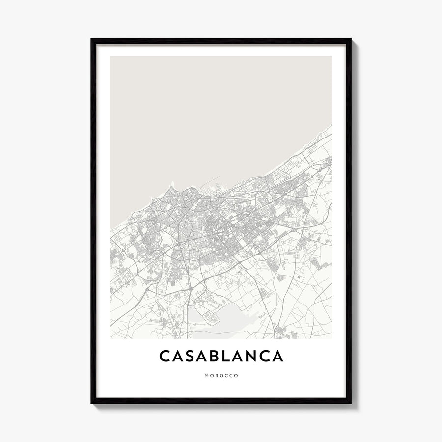 Casablanca Map Poster, framed poster mockup