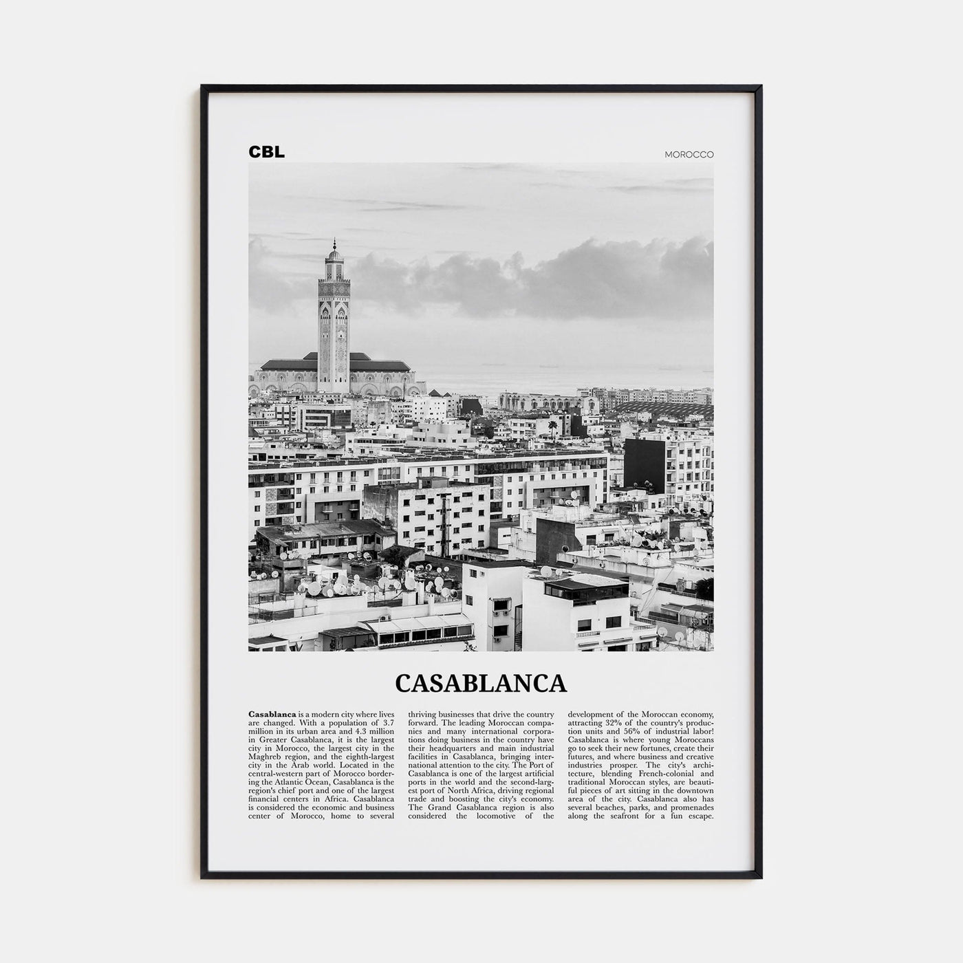 Casablanca Poster None / 8x12 in Nbourhood Travel B&W Poster