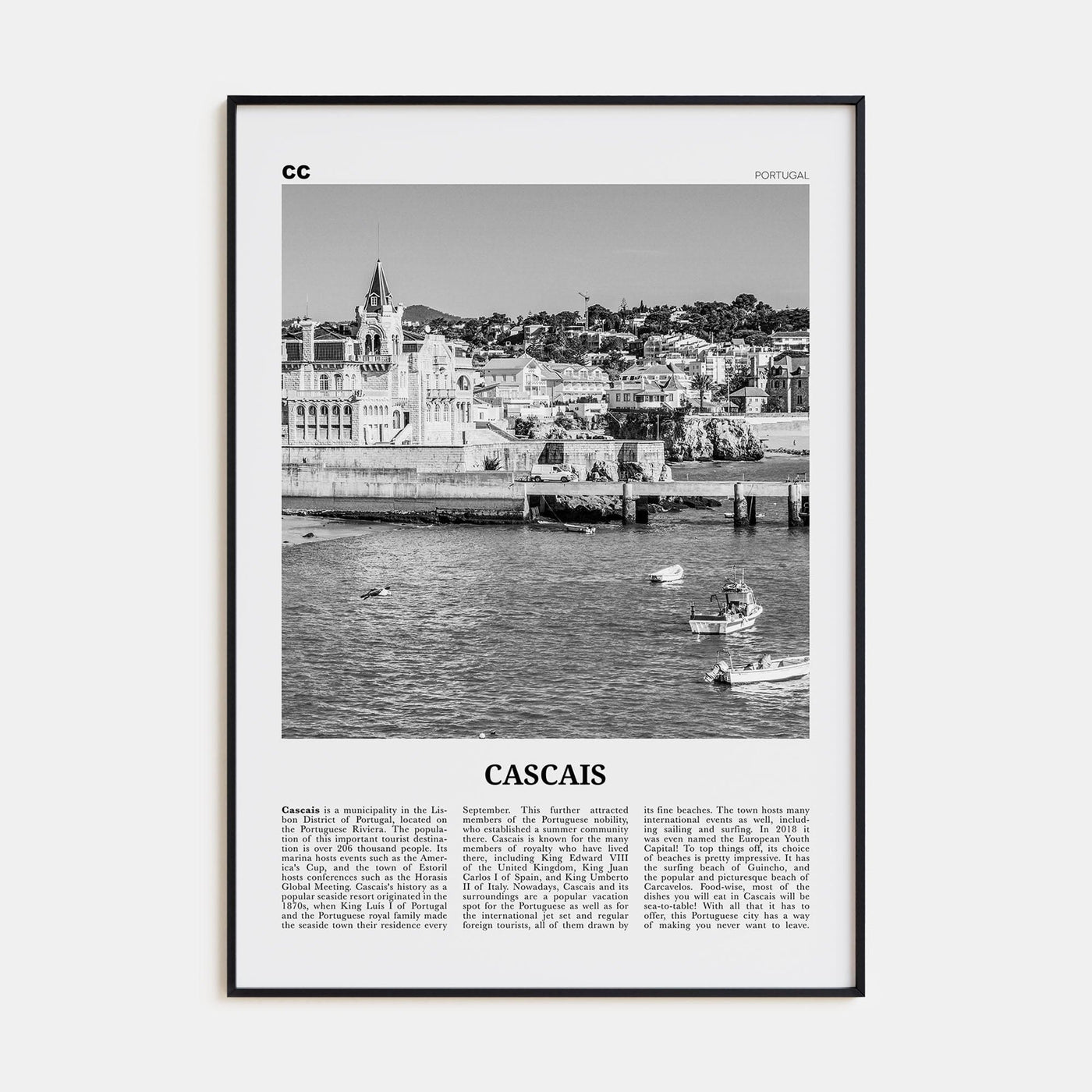 Cascais Poster None / 8x12 in Nbourhood Travel B&W Poster