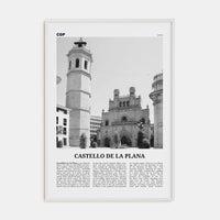 Castello de la Plana Poster White Wood / 8x12 in Nbourhood Travel B&W Poster