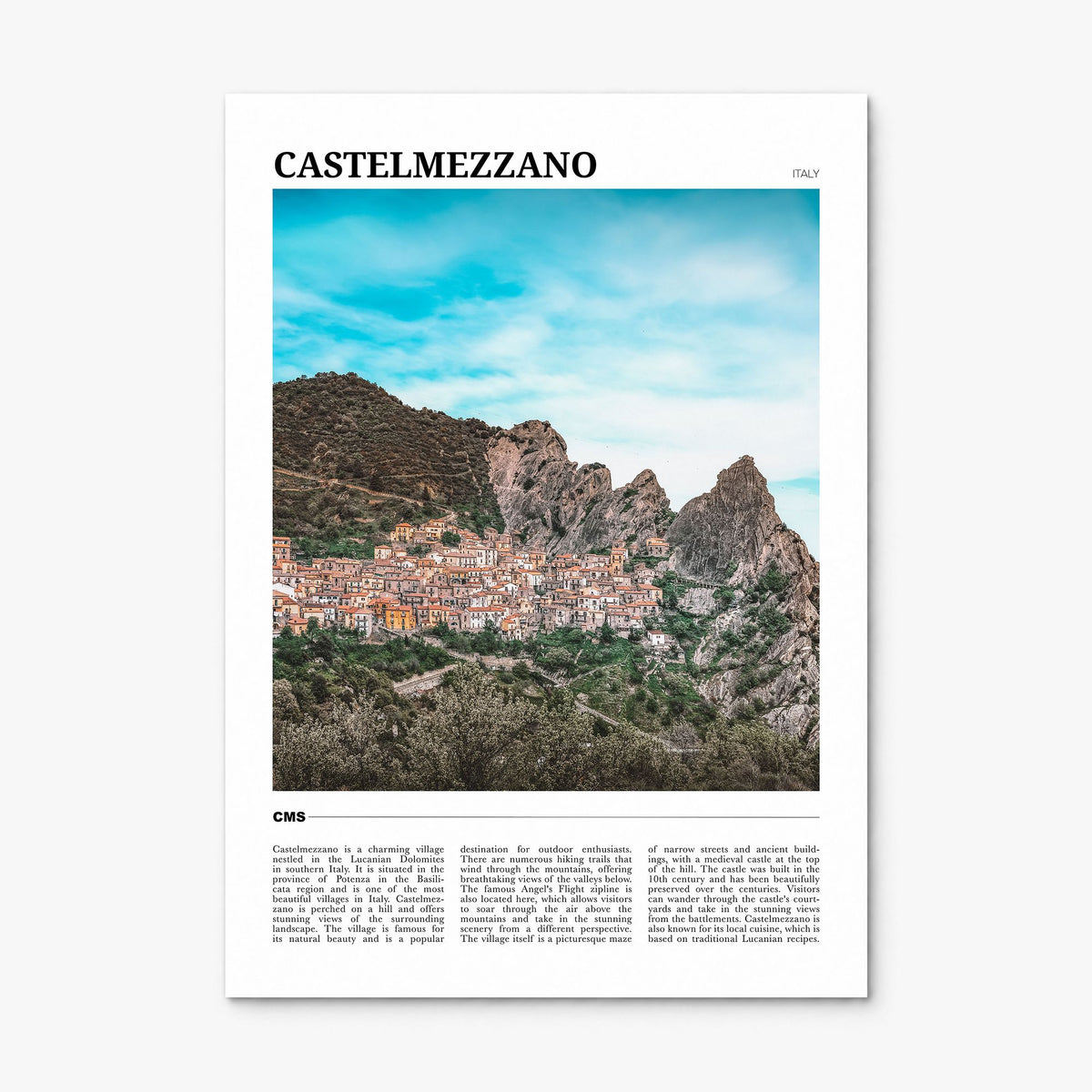 Castelmezzano Travel Poster, print only (unframed)