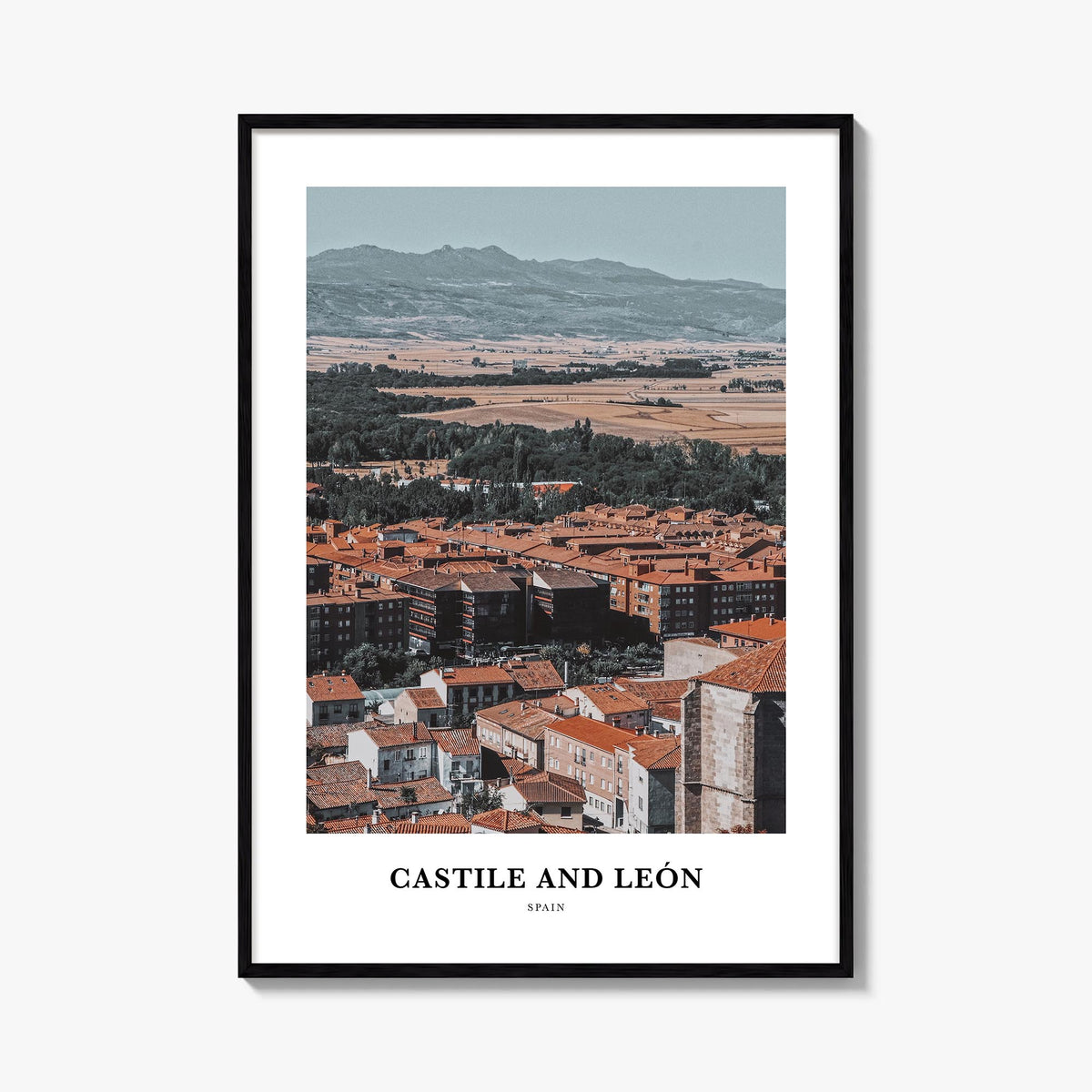 Castile and León colorful classic poster of Spain – vertical wall art, unframed print shown in interior mockup