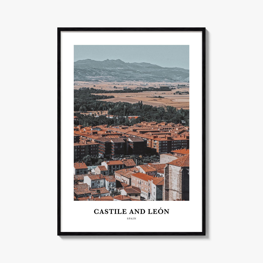 Castile and León colorful classic poster of Spain – vertical wall art, unframed print shown in interior mockup