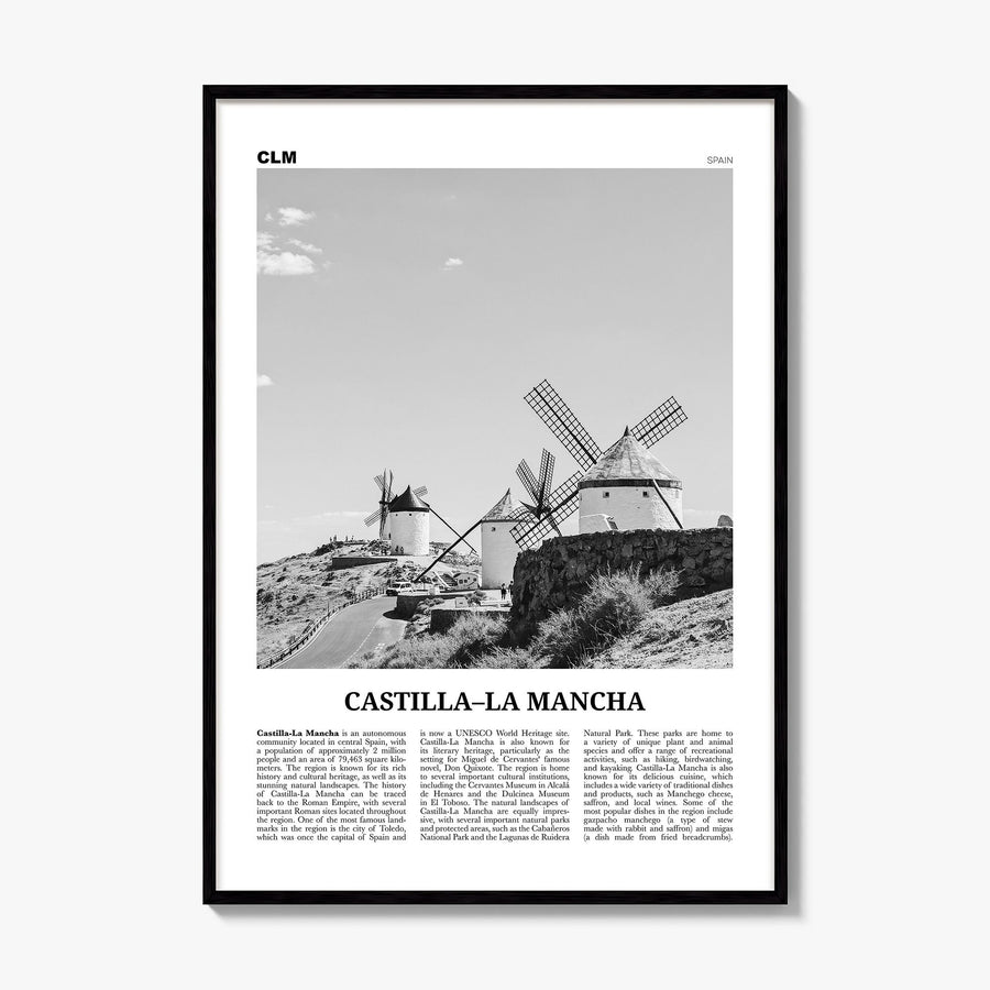Castilla-La Mancha Newspaper Poster, framed poster mockup