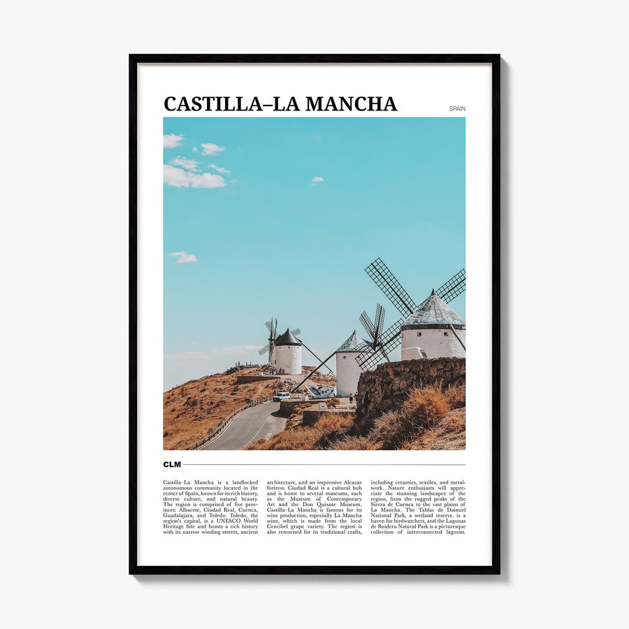 Castilla-La Mancha Travel Poster, framed poster mockup