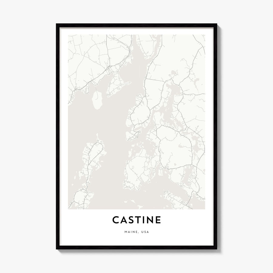 Castine Map Poster, framed poster mockup