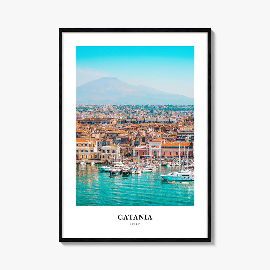 Catania colorful classic poster of Italy – vertical wall art, unframed print shown in interior mockup
