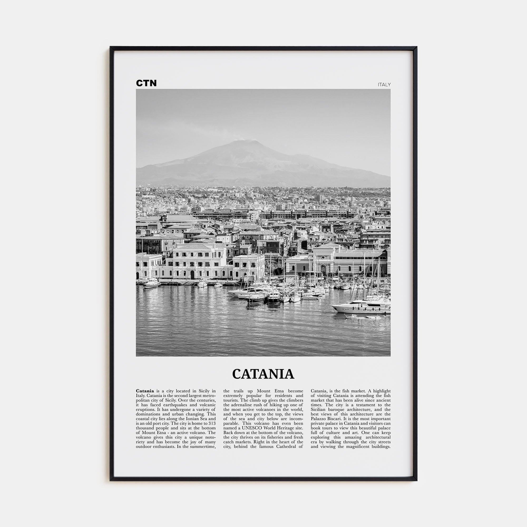 Catania Poster None / 8x12 in Nbourhood Travel B&W Poster