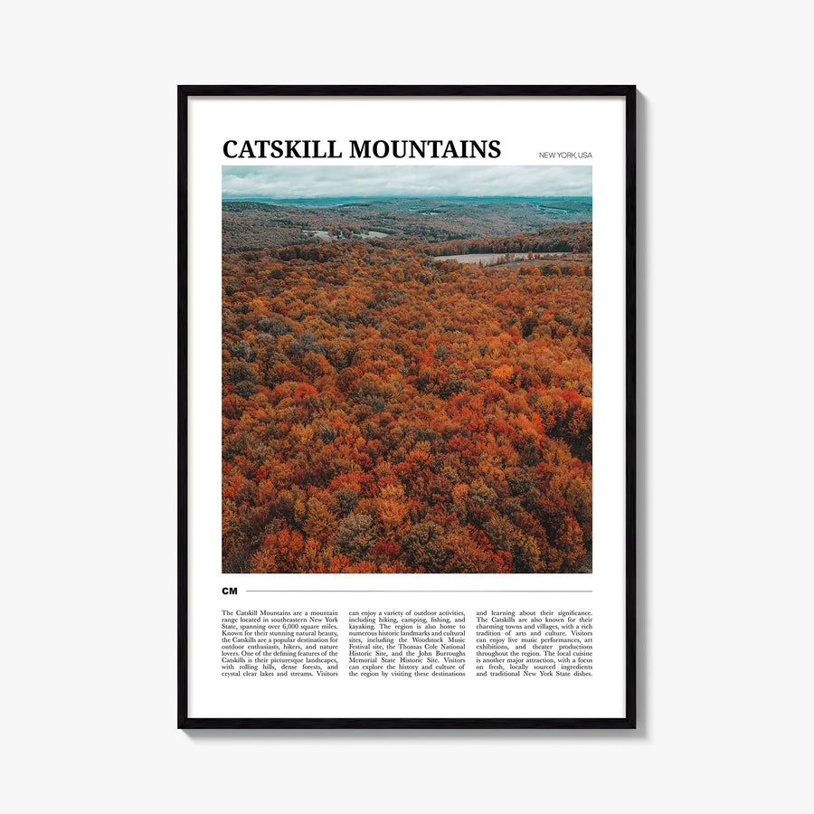 Catskill Mountains colorful travel poster of New York, USA – vertical wall art, unframed print shown in interior mockup