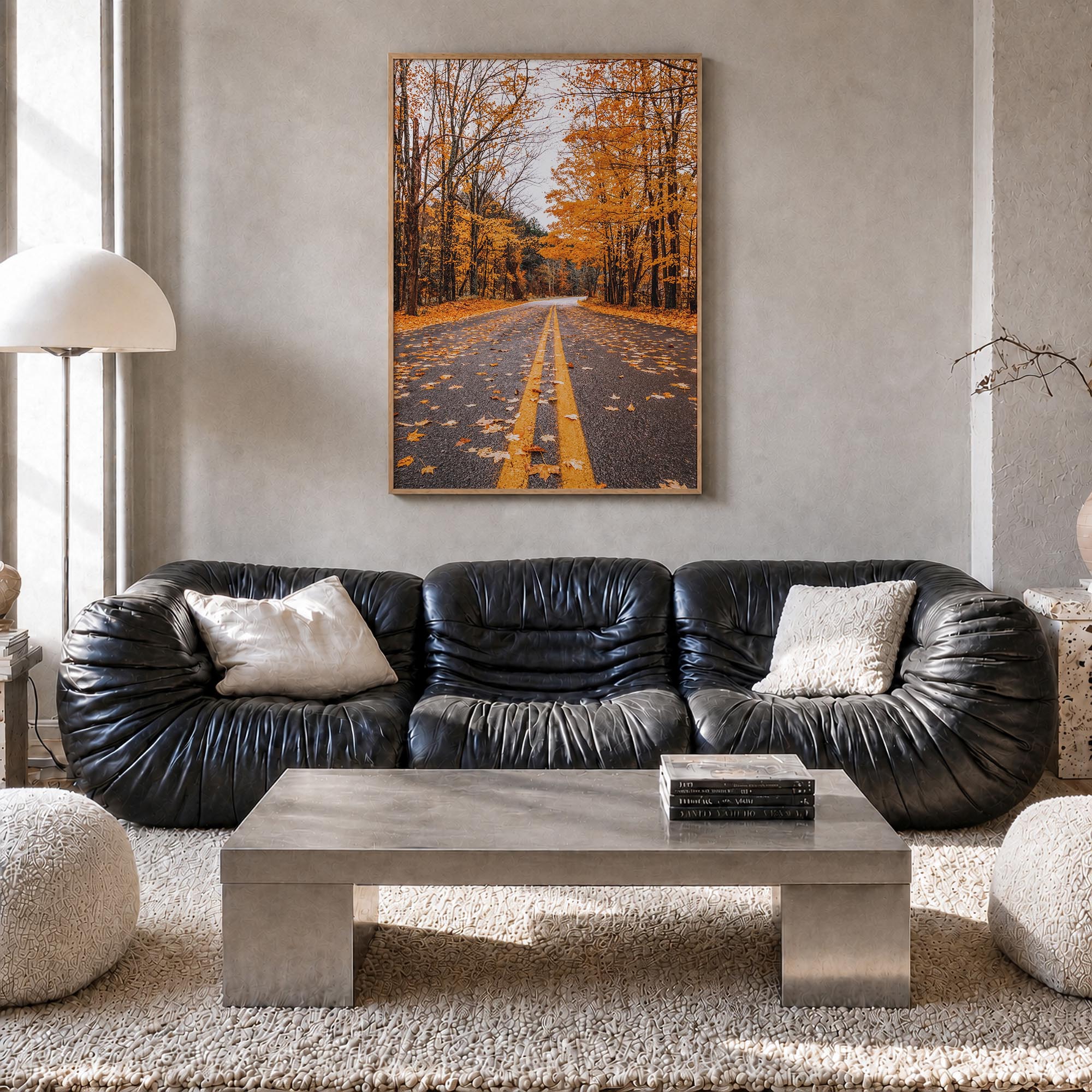 Catskill Mountains no. 3 colorful photo poster of New York, USA – vertical wall art in natural wood frame, hanging on wall
