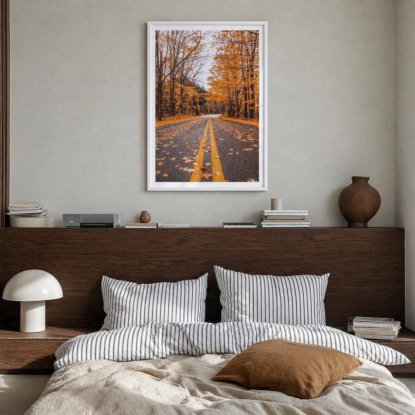Catskill Mountains no. 3 colorful photo poster of New York, USA – vertical wall art in white wood frame with white border, ha