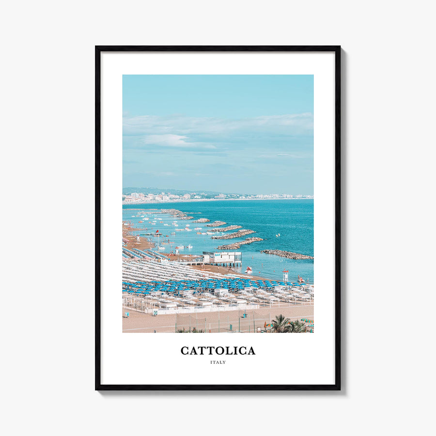Cattolica colorful classic poster of Italy – vertical wall art, unframed print shown in interior mockup