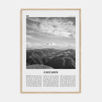 Caucasus Mountains Poster Natural Wood / 8x12 in Nbourhood Travel B&W Poster